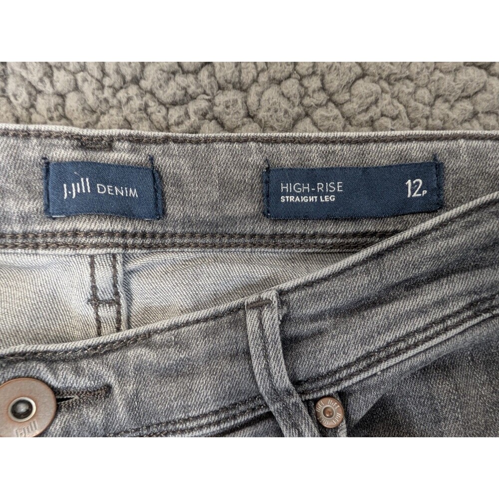 J. Jill Egypt Jeans 12P Denim High Rise Straight Leg Straight Pockets Charcoal - Picture 2 of 11